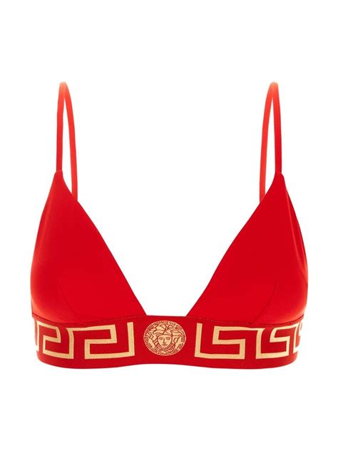 red versace swimsuit|versace bikini top.